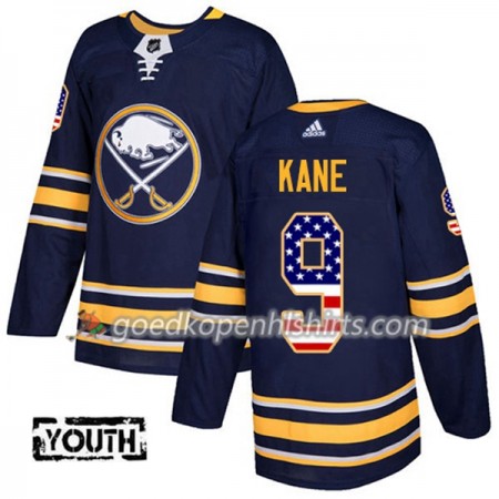 Buffalo Sabres Evander Kane 9 Adidas 2017-2018 Navy Blauw USA Flag Fashion Authentic Shirt - Kinderen
